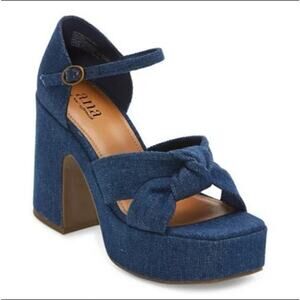 a.n.a Womens Holland Heeled Sandals Denim Platform Size 9.5M